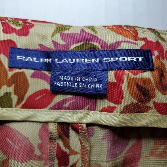 Ralph Lauren Sport Womens Size 10 Red Beige Floral Silk Pants - Picture 8 of 12